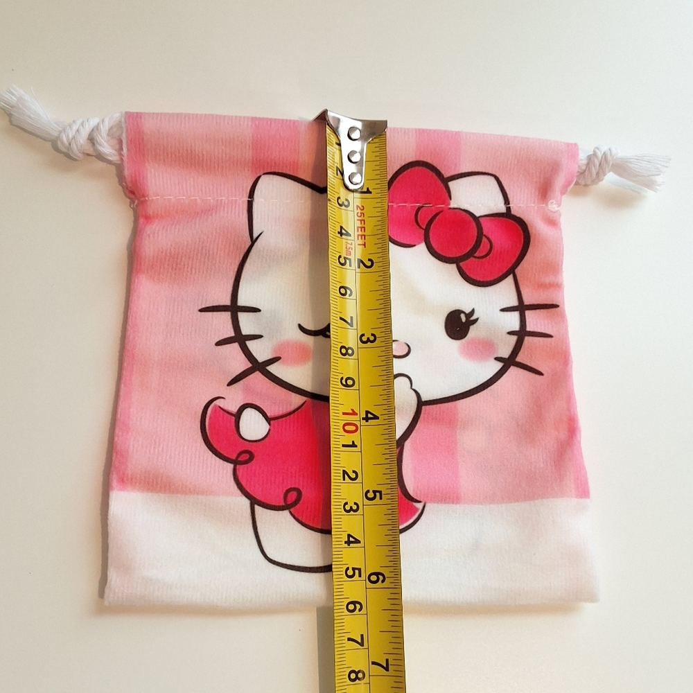 Hello Kitty Pink & White Drawstring Pouch , New - Picture 3 of 4